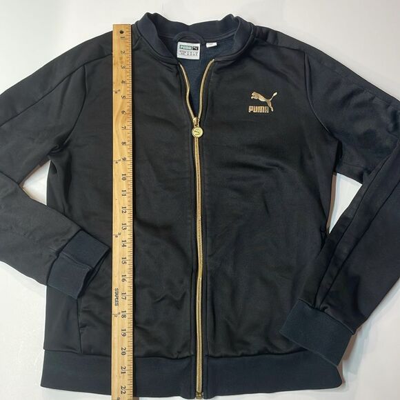 Puma Black Gild Logo Zip-Up Track Jacket Womens Sz M - Picture 3 of 5